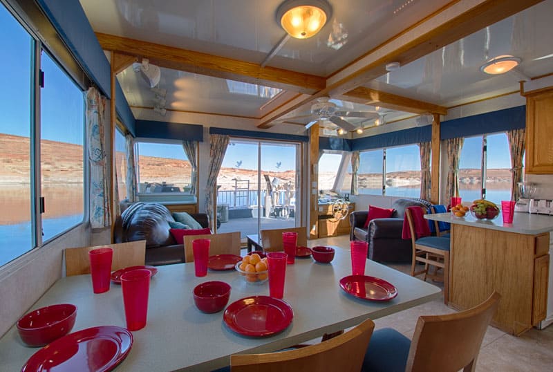 Houseboat dining area