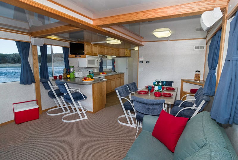 inside Houseboat view of kitchen and dining room
