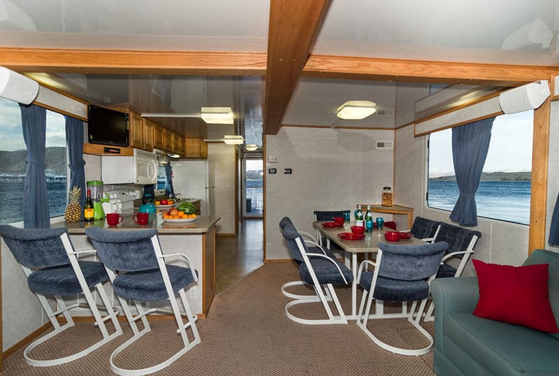 inside Houseboat view of kitchen and dining room