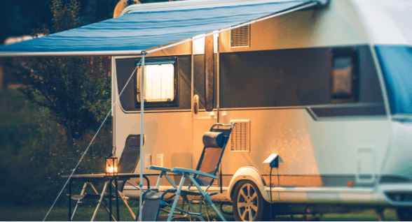 Chairs set outside an RV