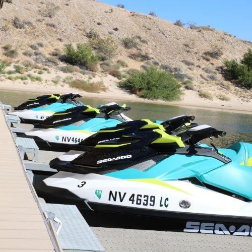 Three Jet Ski's docked at the marina